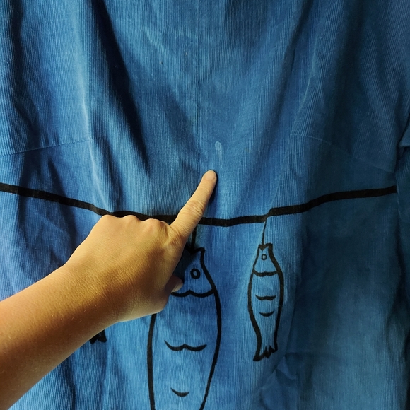 Phil Jacobs Vintage Blue & Black Cotton Pullover Corduroy Top - Picture 6 of 7